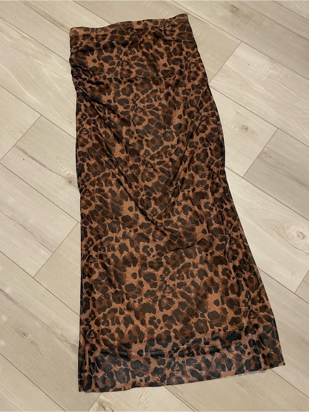 SHEIN Brown Leopard Maxi Mesh Skirt